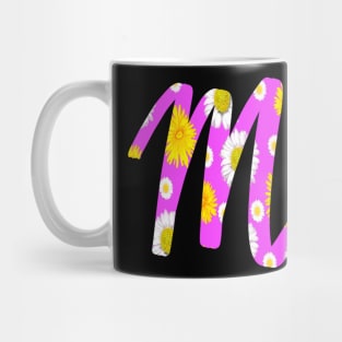 Letter m purple cursive  personalized custom name monogram initials Alphabet M capital letter M Mug